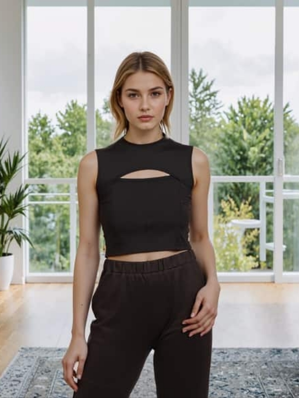NWT Topshop Black Sleeveless Cutout Crop Top